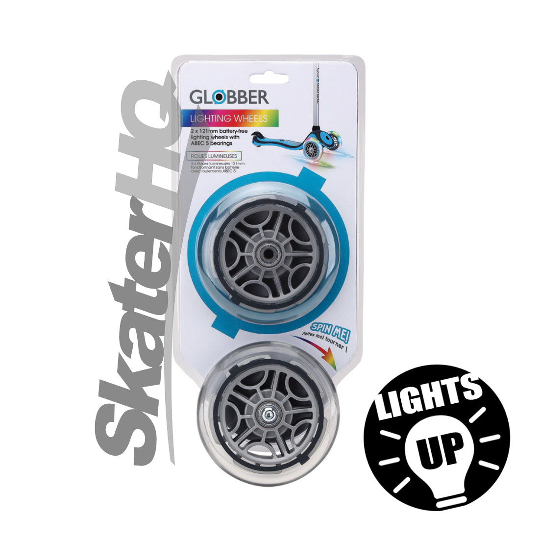 Globber 121mm LED Wheel Pair - Clear Scooter Wheels