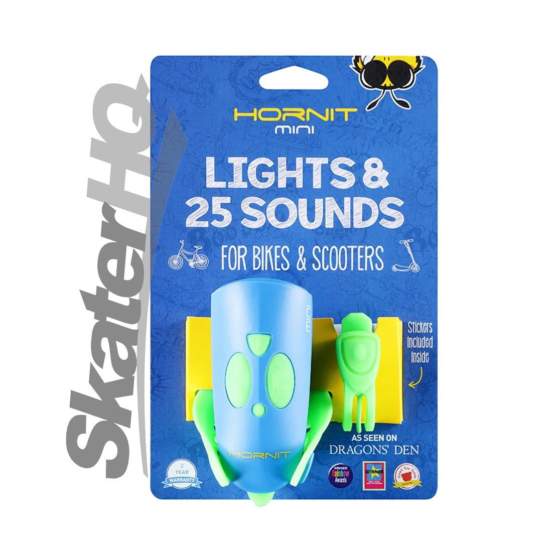 Hornit Mini Noise Maker & Light - Blue/Green Scooter Accessories