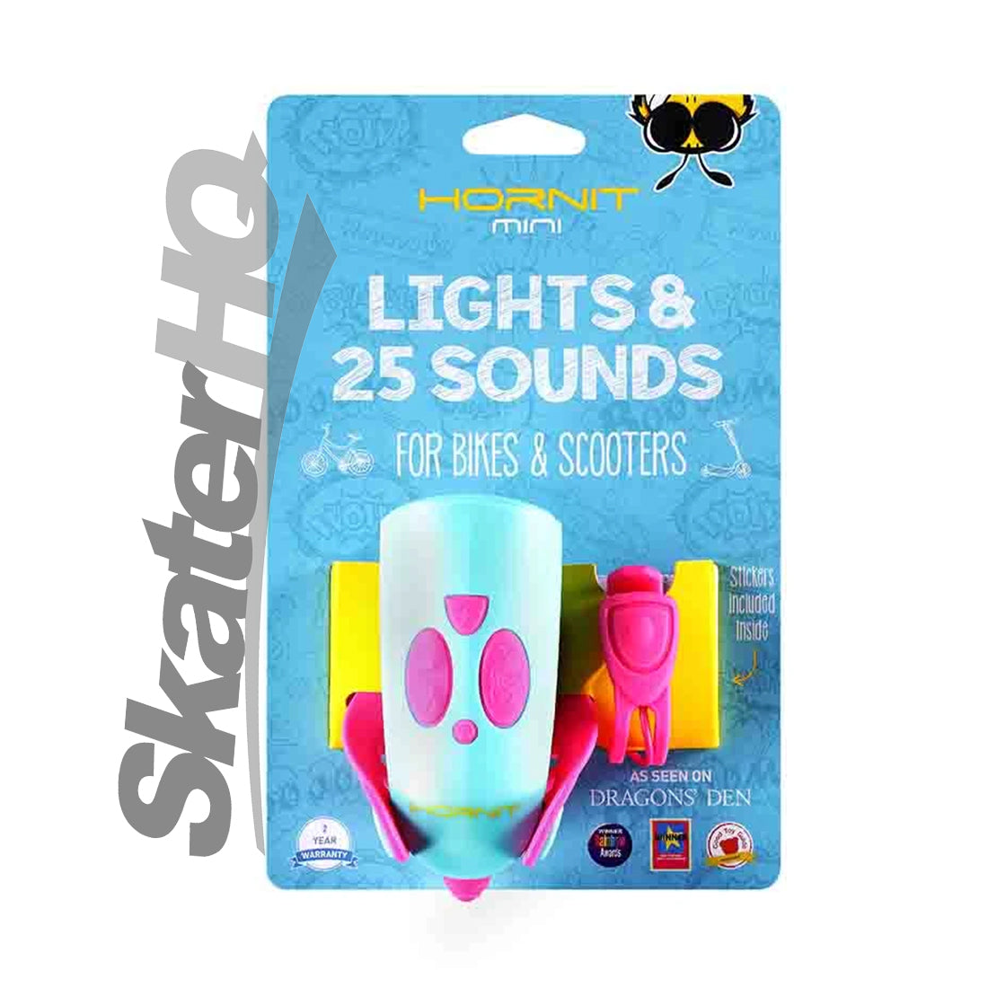 Hornit Mini Noise Maker & Light - Pink/Turquoise Scooter Accessories