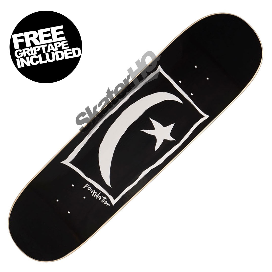 Foundation Star &amp; Moon Square 8.25 Deck - Black Skateboard Decks Modern Street