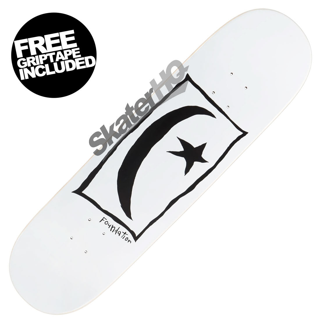 Foundation Star & Moon Square 8.5 Deck - White Skateboard Decks Modern Street
