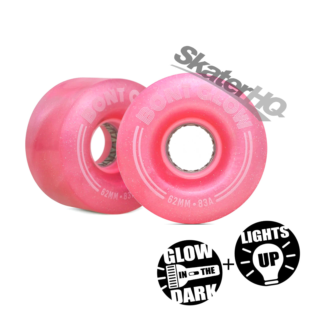 Bont Glow LED 62mm 83a 4pk - Cherry Blossom Pink Roller Skate Wheels
