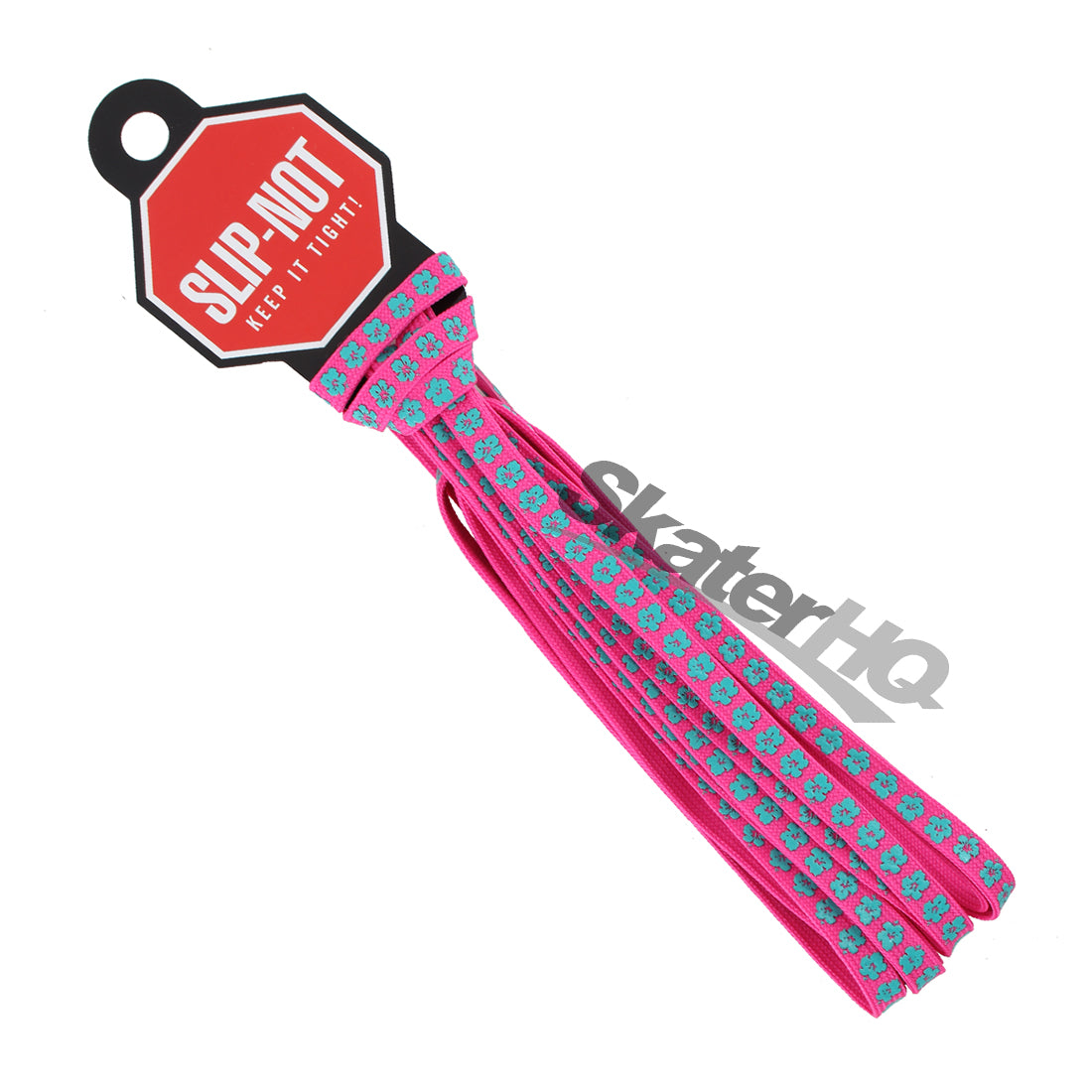 Slip-Not 72in Laces Pair - Pink w/ Teal Flowers Laces