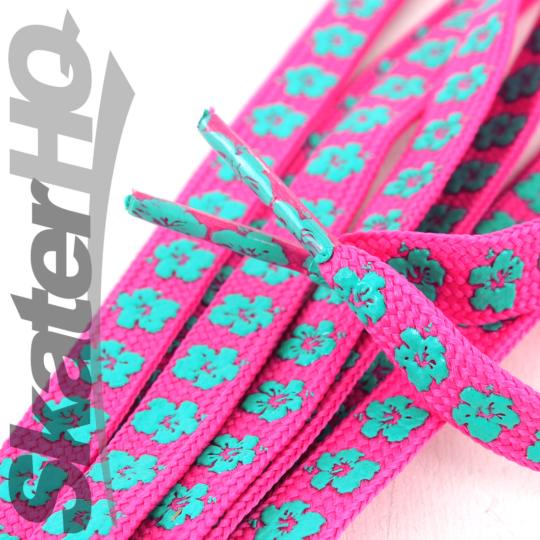 Slip-Not 72in Laces Pair - Pink w/ Teal Flowers Laces