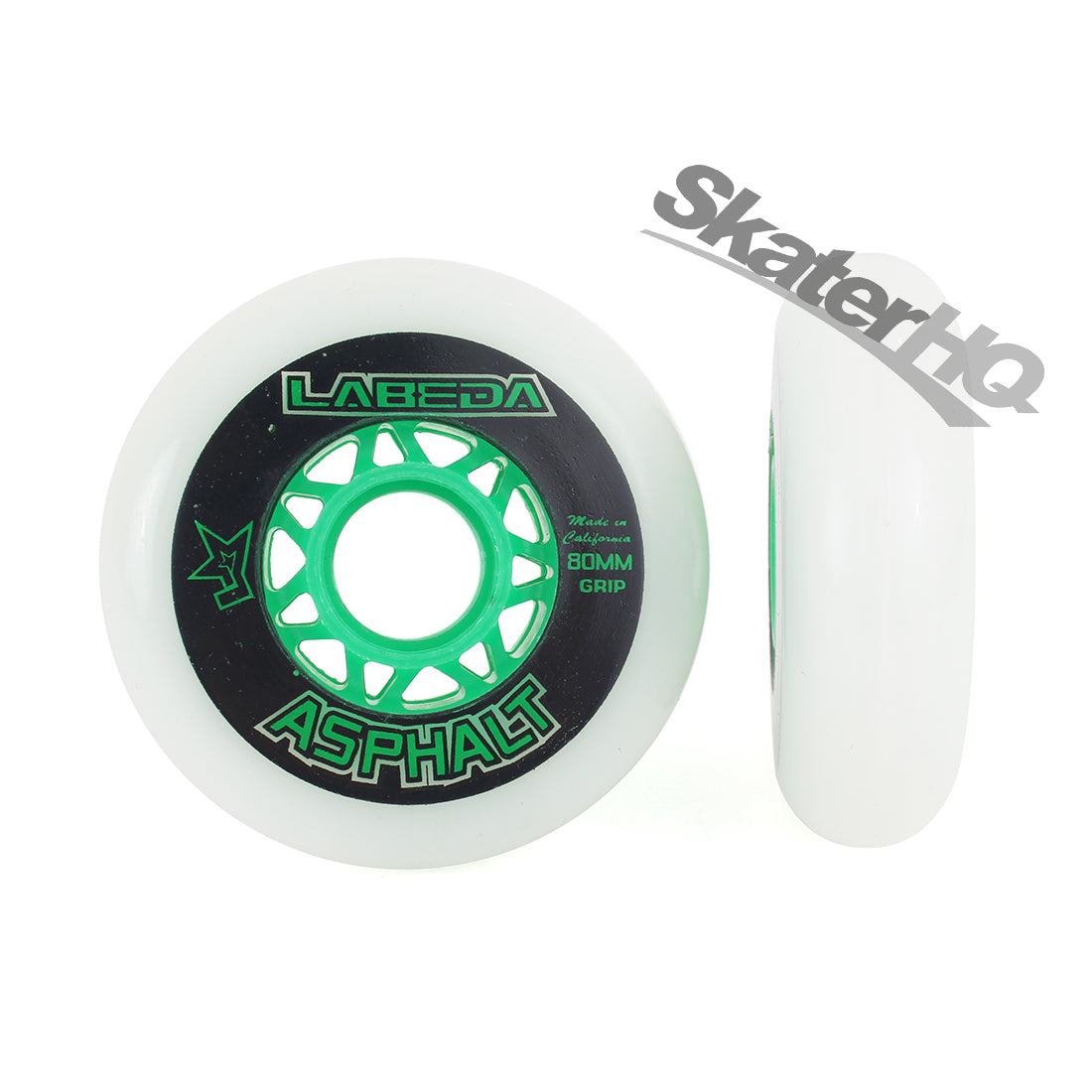 Labeda Asphalt Grip 80mm 83a 4pk - White/Green Inline Rec Wheels