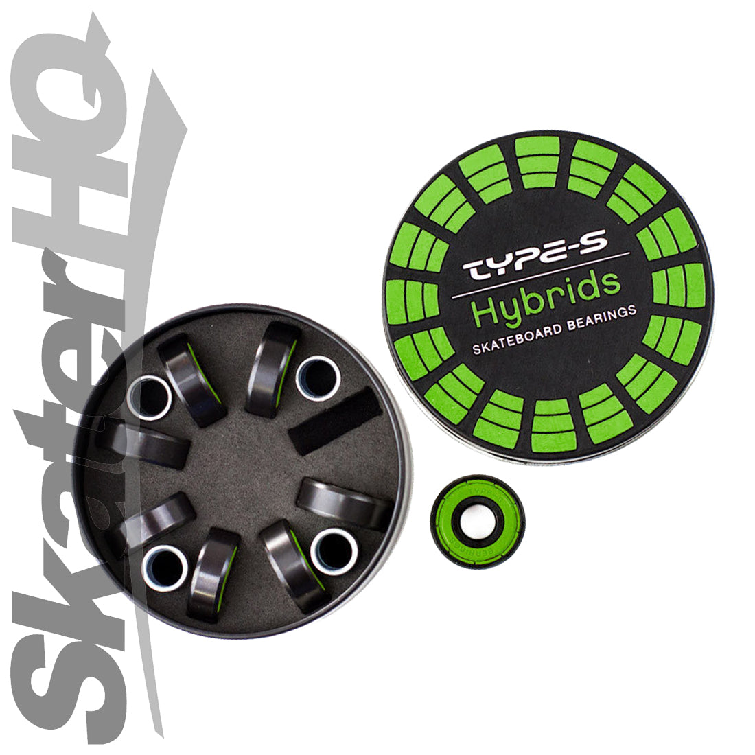 Type-S Hybrid Bearings 8pk - Green Skateboard Bearings