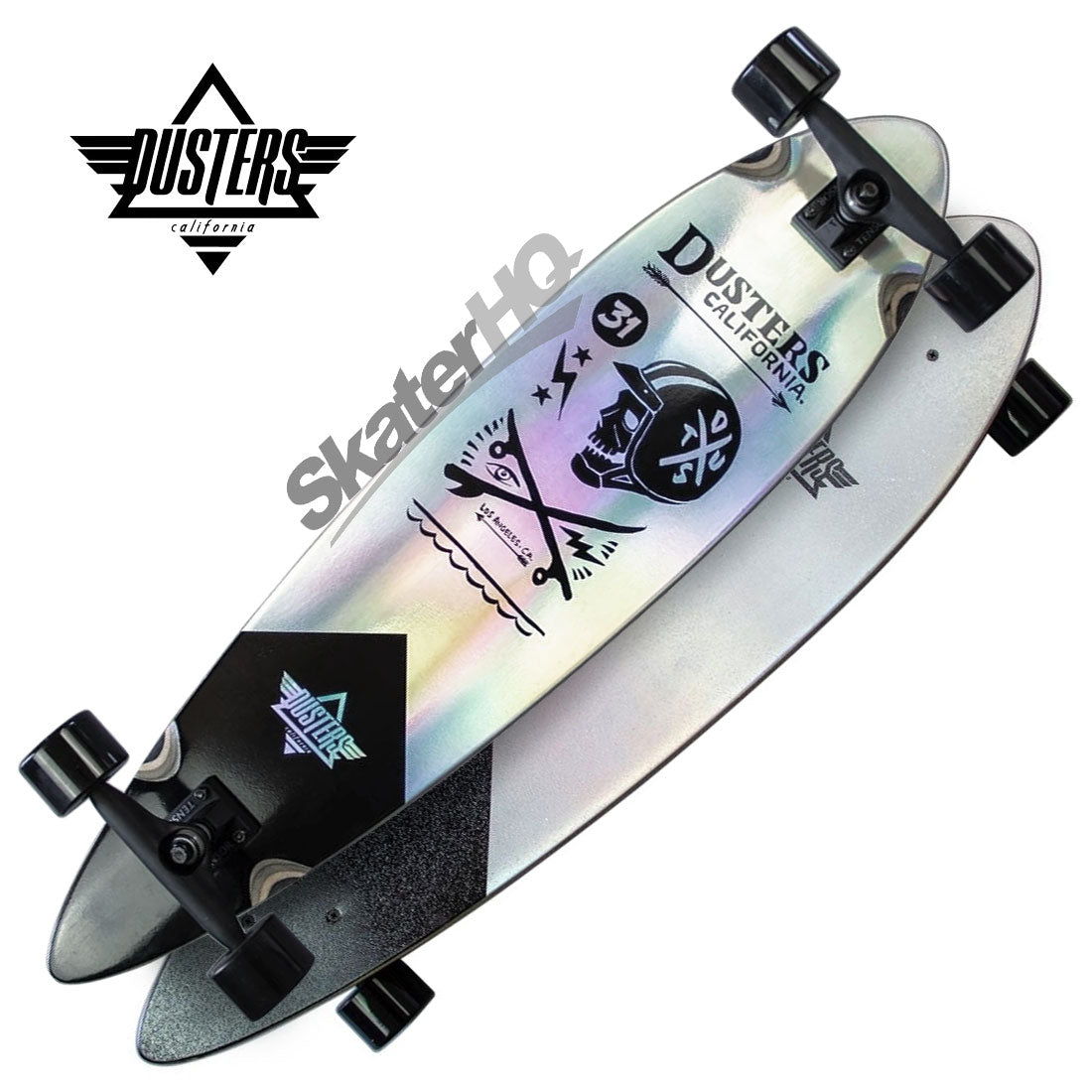 Dusters Moto Cosmic 37 Pintail Complete - Holographic Skateboard Completes Longboards