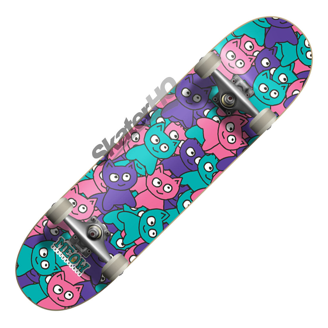 Meow Sticker Pile 7.75 Complete - Pink/Teal Skateboard Completes Modern Street