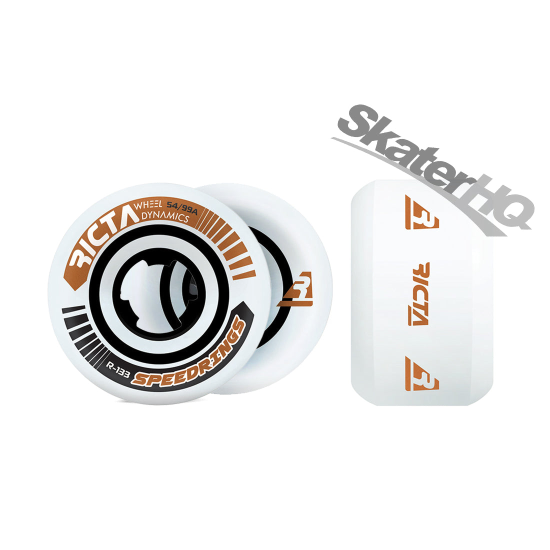 Ricta Speedrings Wide 54mm 99a - White/Orange Skateboard Wheels