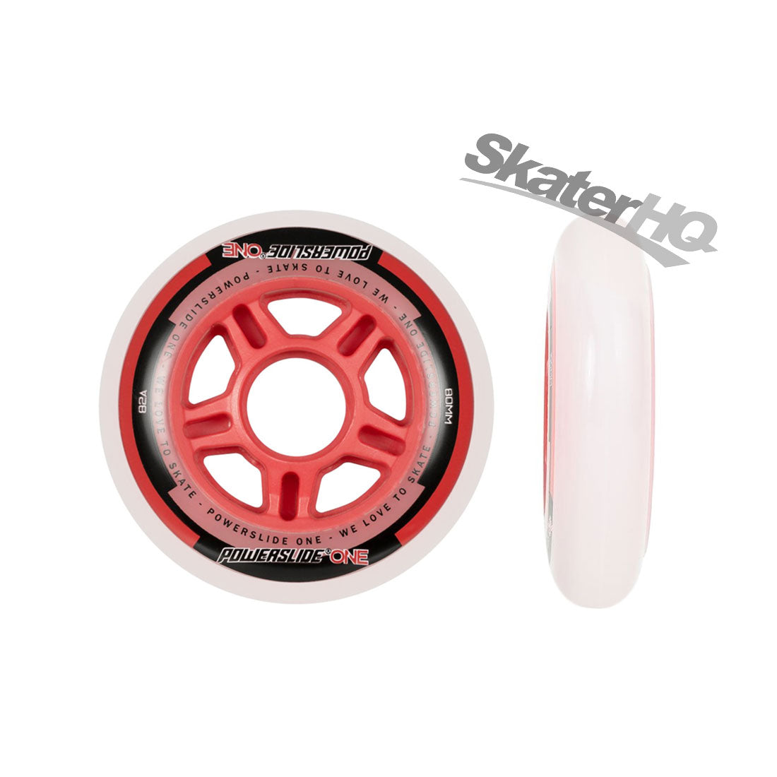Powerslide ONE 80mm 82a 4pk - White/Red Inline Rec Wheels