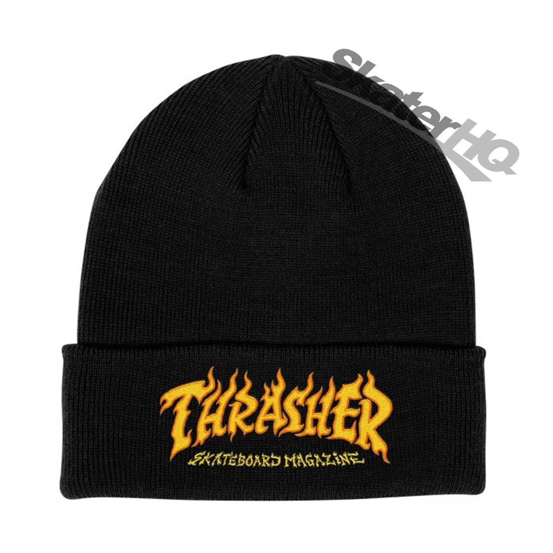 Thrasher Fire Logo Beanie - Black Apparel Beanies