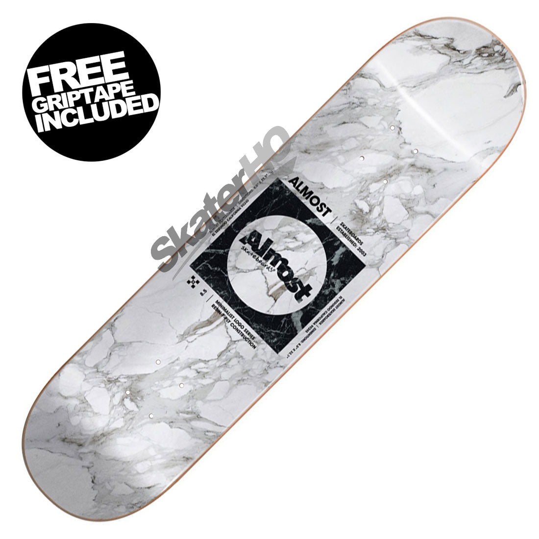 Almost Minimalist R7 8.5 Deck - White/Black Skateboard Decks Modern Street