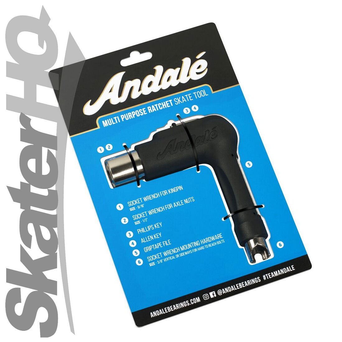 Andale Multi Purpose Ratchet Tool - Black Skate Tool