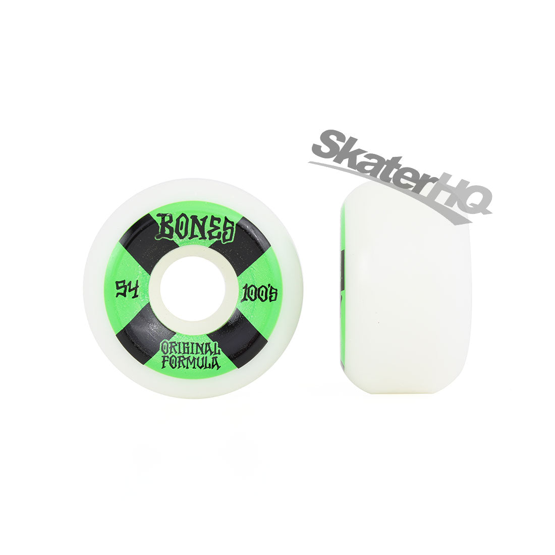 Bones OG 100s V5 Sidecut 54mm - White/Green Skateboard Wheels