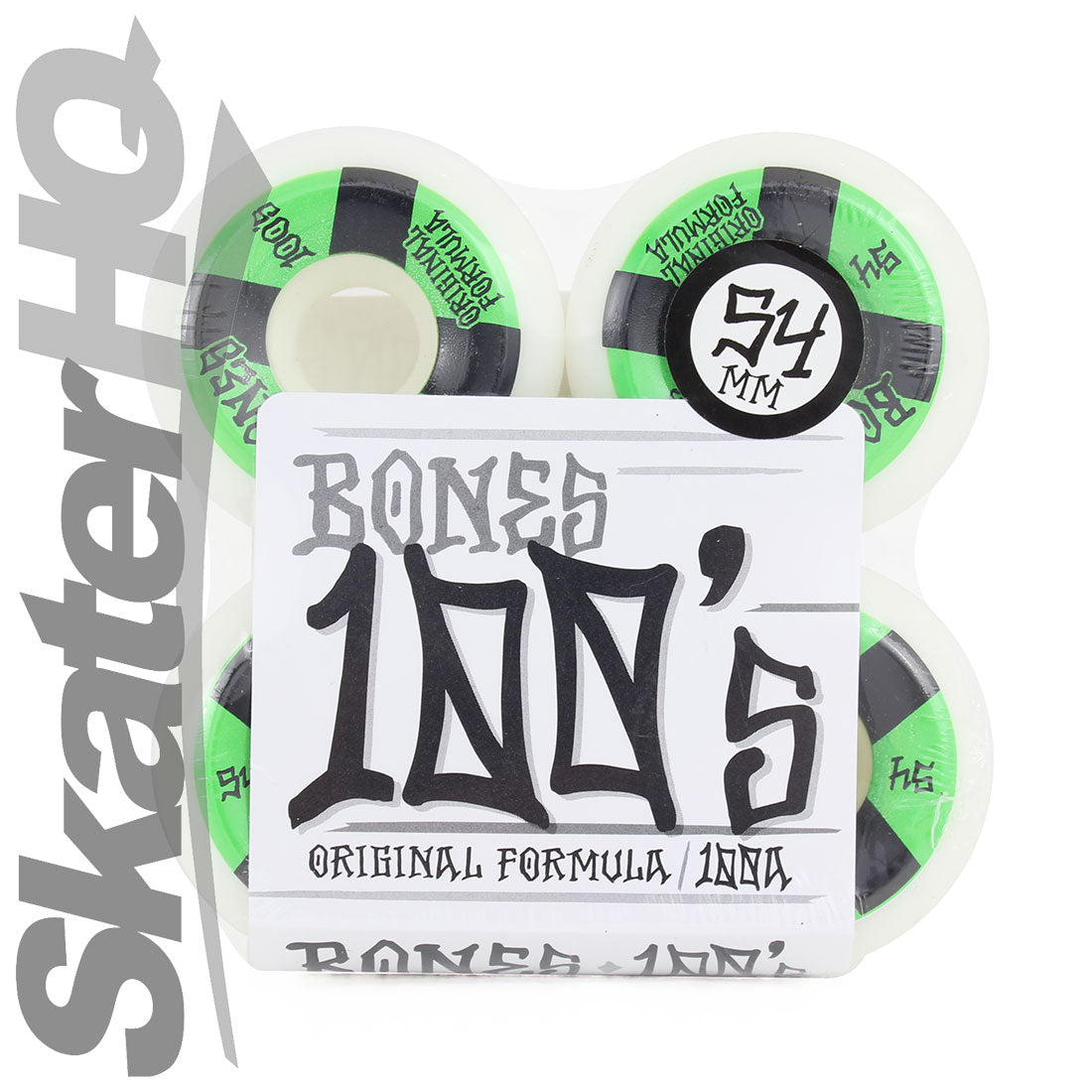 Bones OG 100s V5 Sidecut 54mm - White/Green Skateboard Wheels