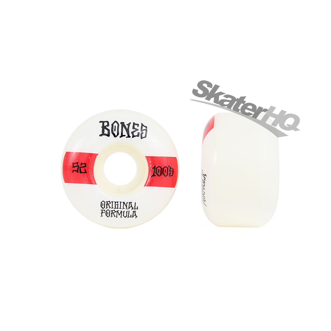 Bones OG 100s V4 Wide 52mm - White/Red Skateboard Wheels
