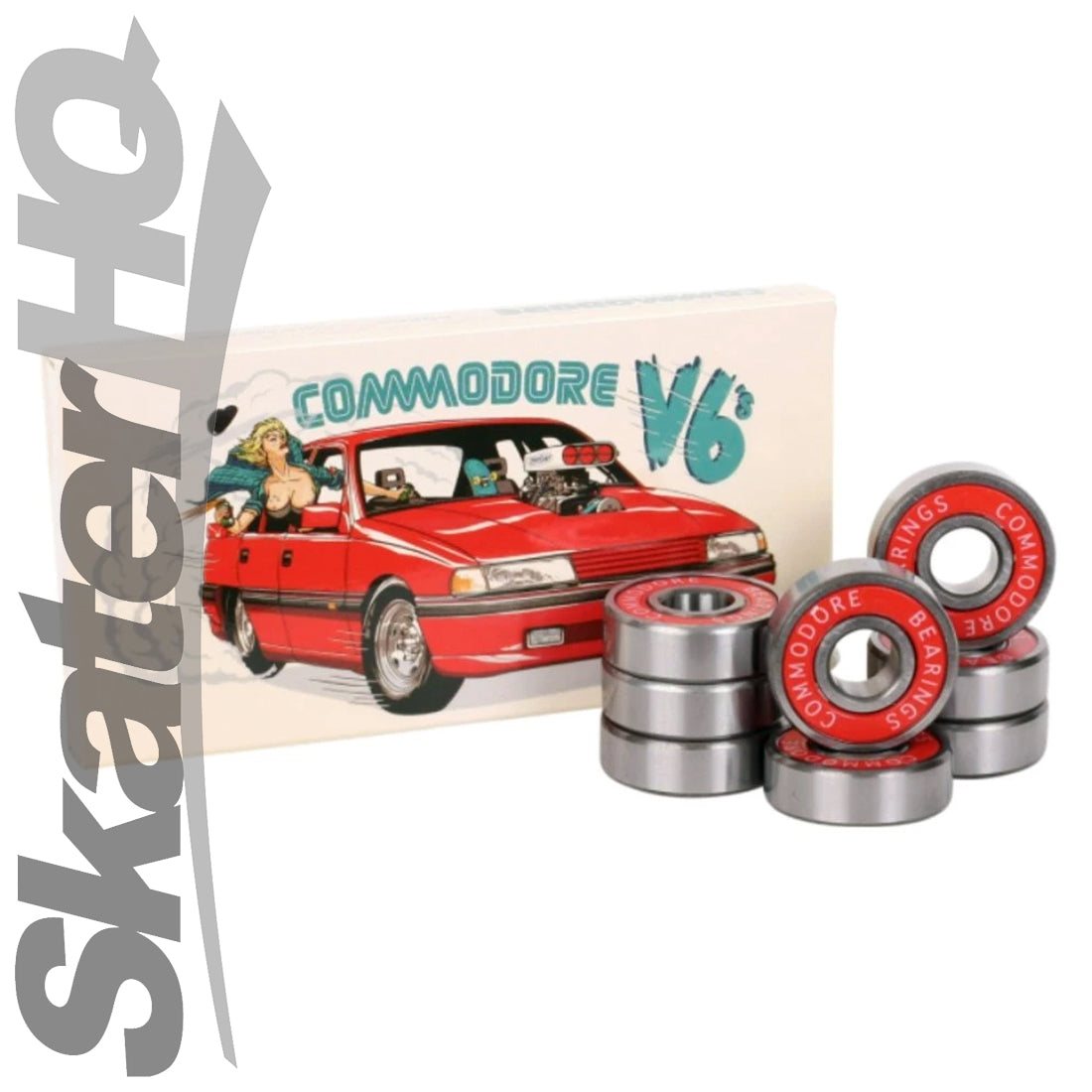 Commodore V6 Bearings 8pk - Red Skateboard Bearings