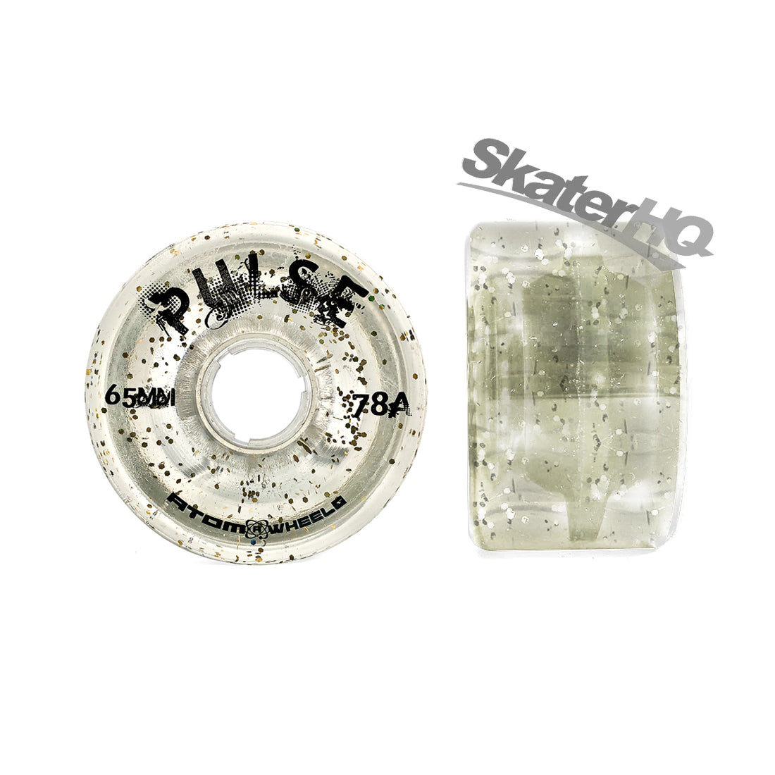Atom Pulse Glitter 65x38mm 78a 4pk - Clear Roller Skate Wheels