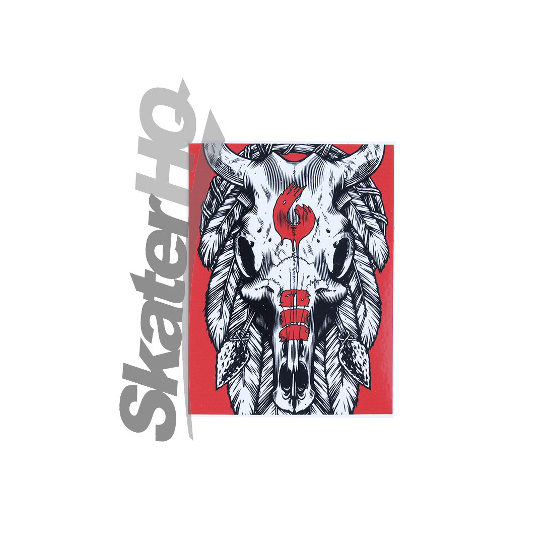Birdhouse Tribal Skull Sticker - White/Red Stickers