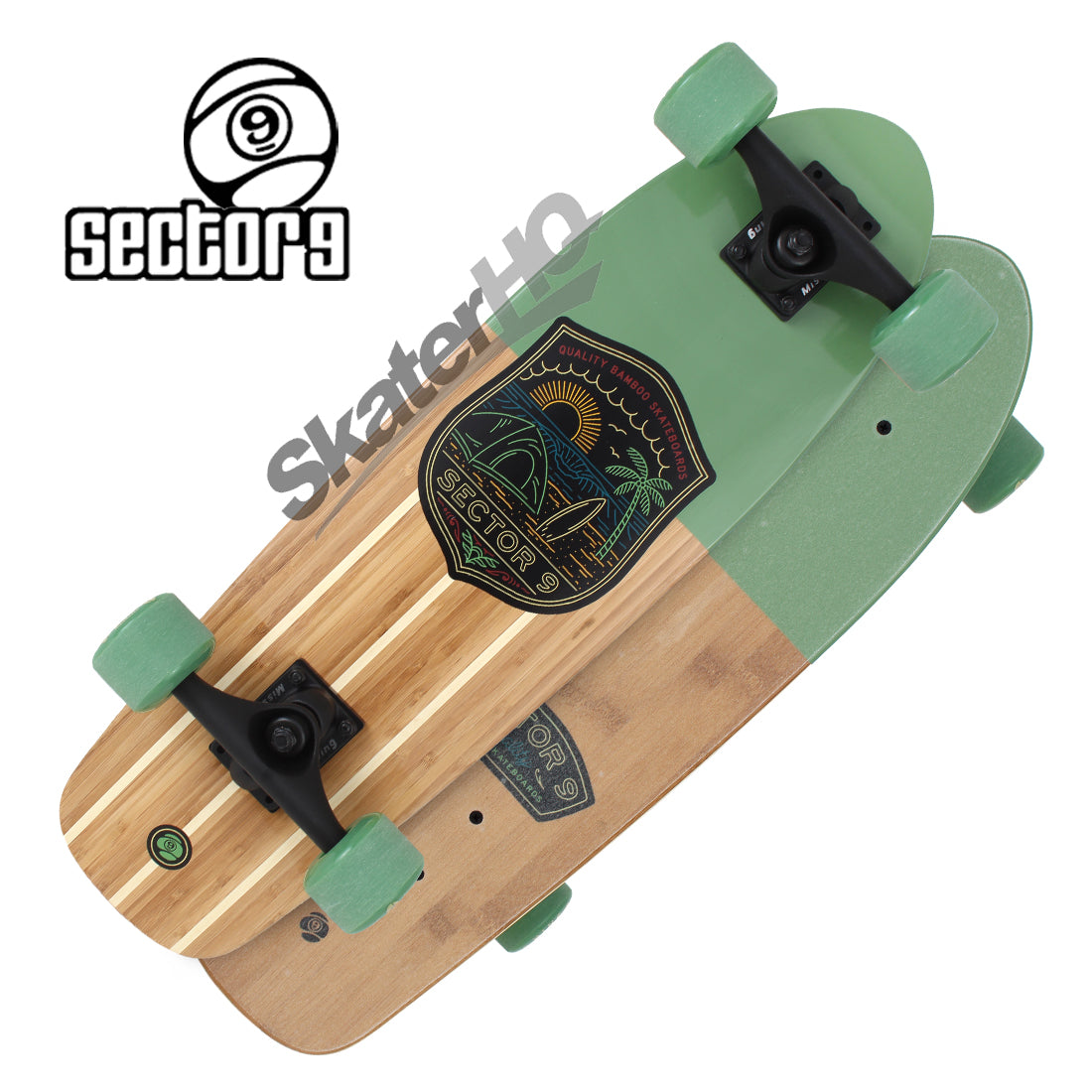 Sector 9 Bambino Bivy 26.5 Complete - Wood/Green Skateboard Compl Cruisers