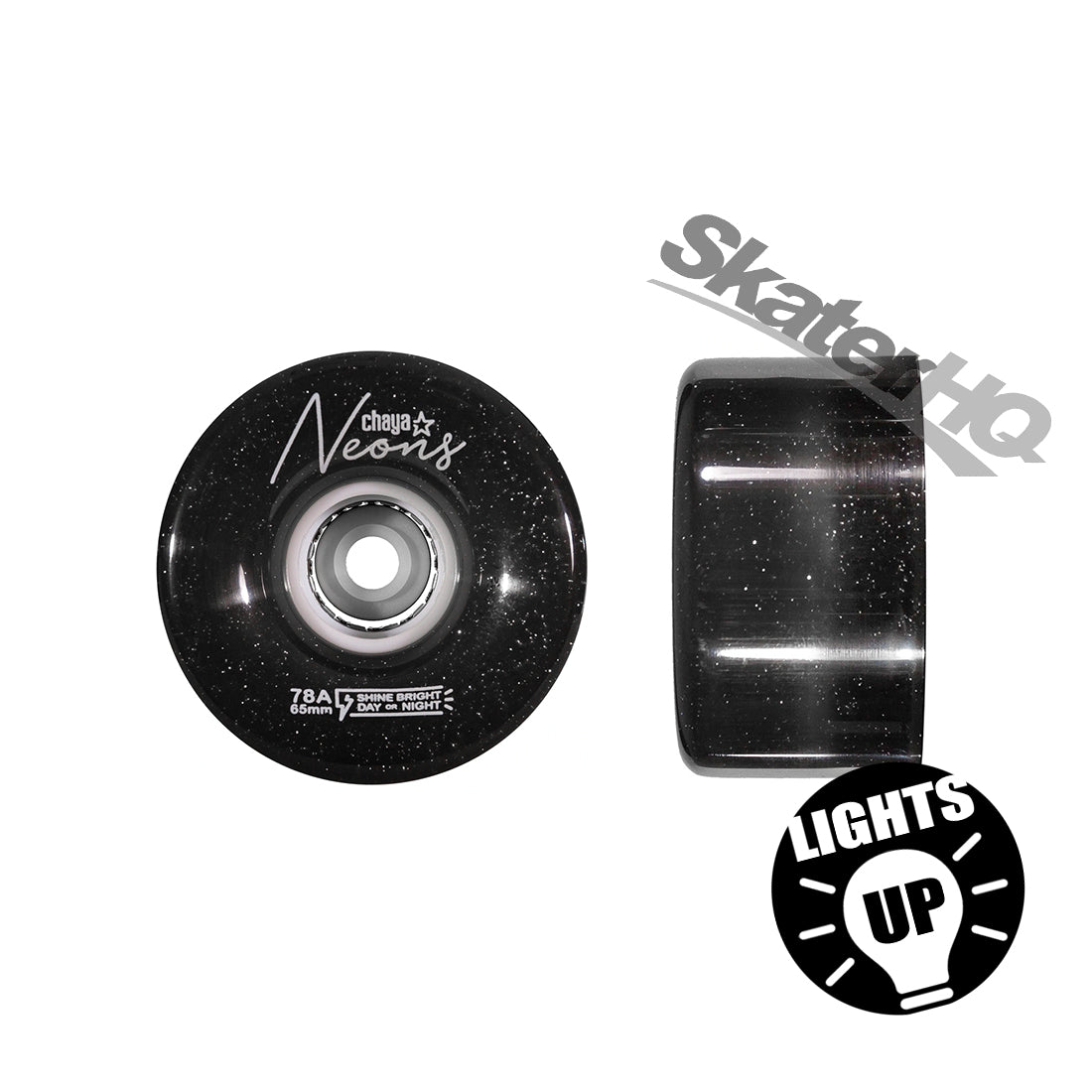 Chaya Neons LED 65mm 78a 4pk - Neon Black Roller Skate Wheels