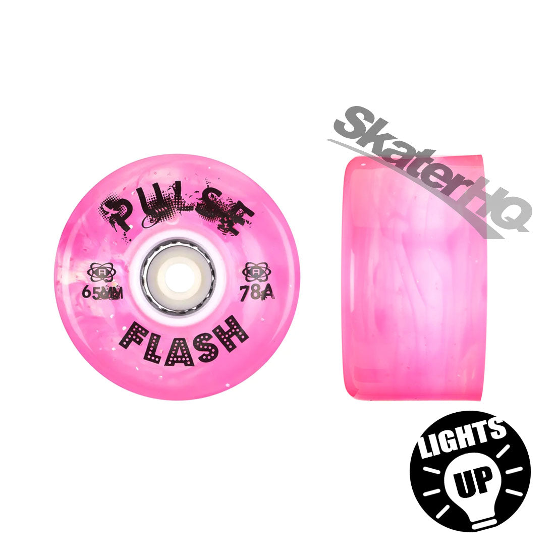 Atom Pulse Flash LED 65x36mm 78a 4pk - Glitter Pink Roller Skate Wheels