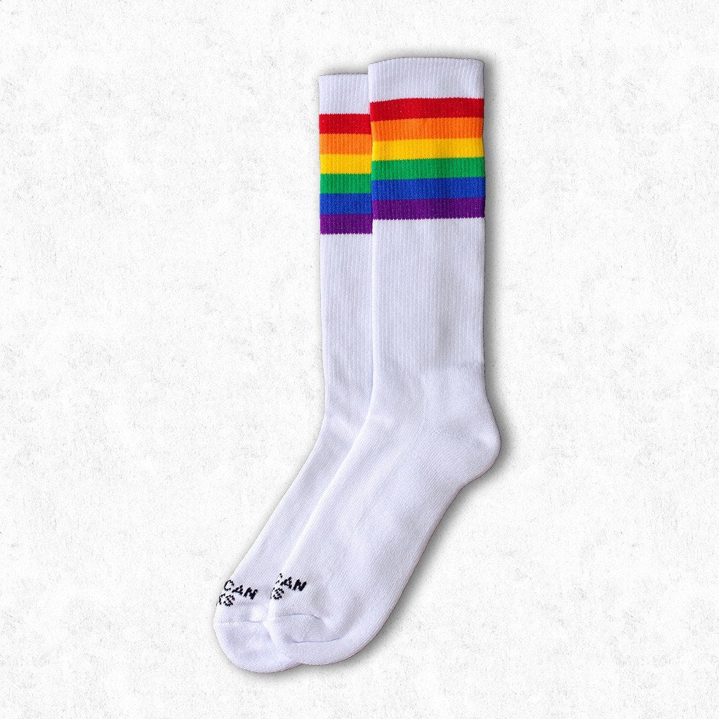 American Socks Rainbow Pride (White) - Mid High Apparel Socks