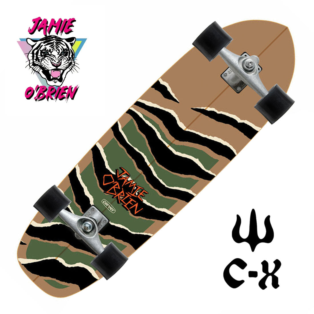 Carver x JOB Camo Tiger 33.5 CX Raw Complete Skateboard Compl Carving and Specialty