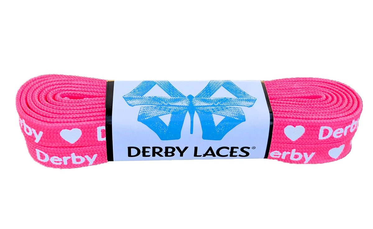 Derby Laces Waxed 72in Pair Hot Pink (Heart Derby) Laces