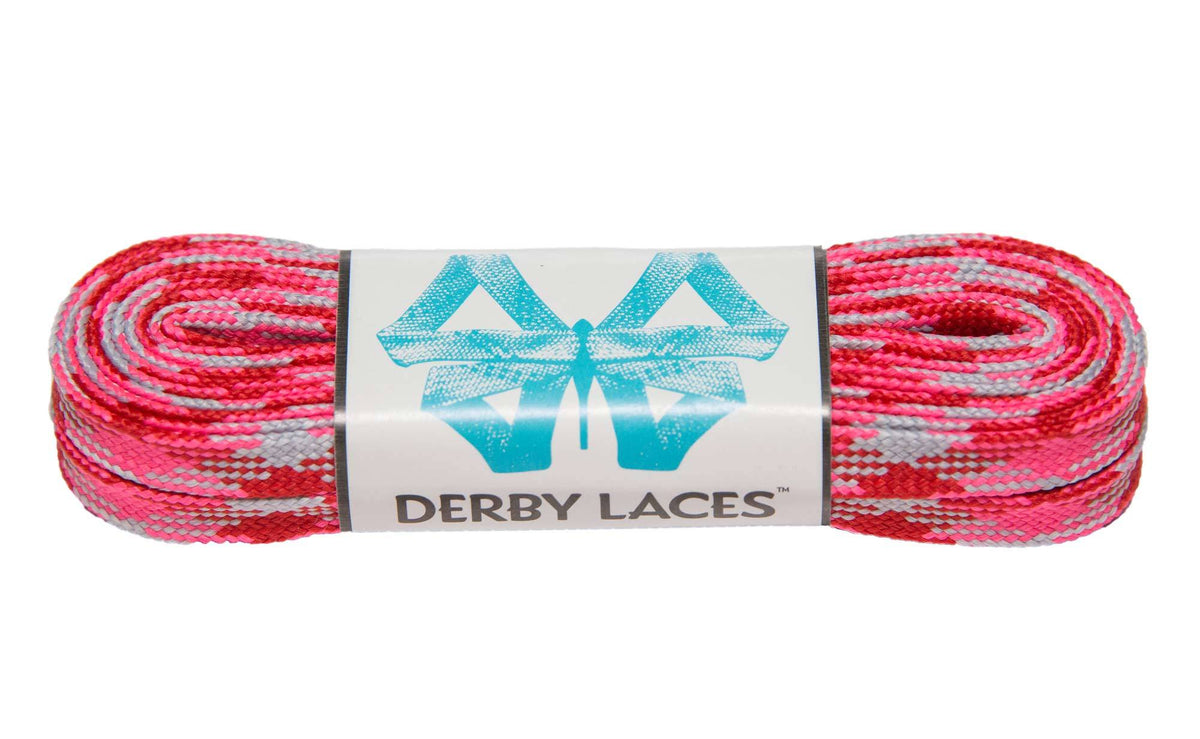 Derby Laces Waxed 108in Pair Pink Camouflage Laces