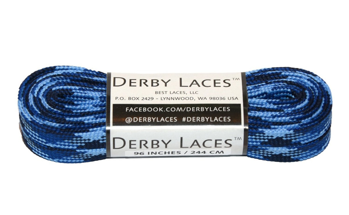 Derby Laces Waxed 96in Pair Blue Camouflage Laces