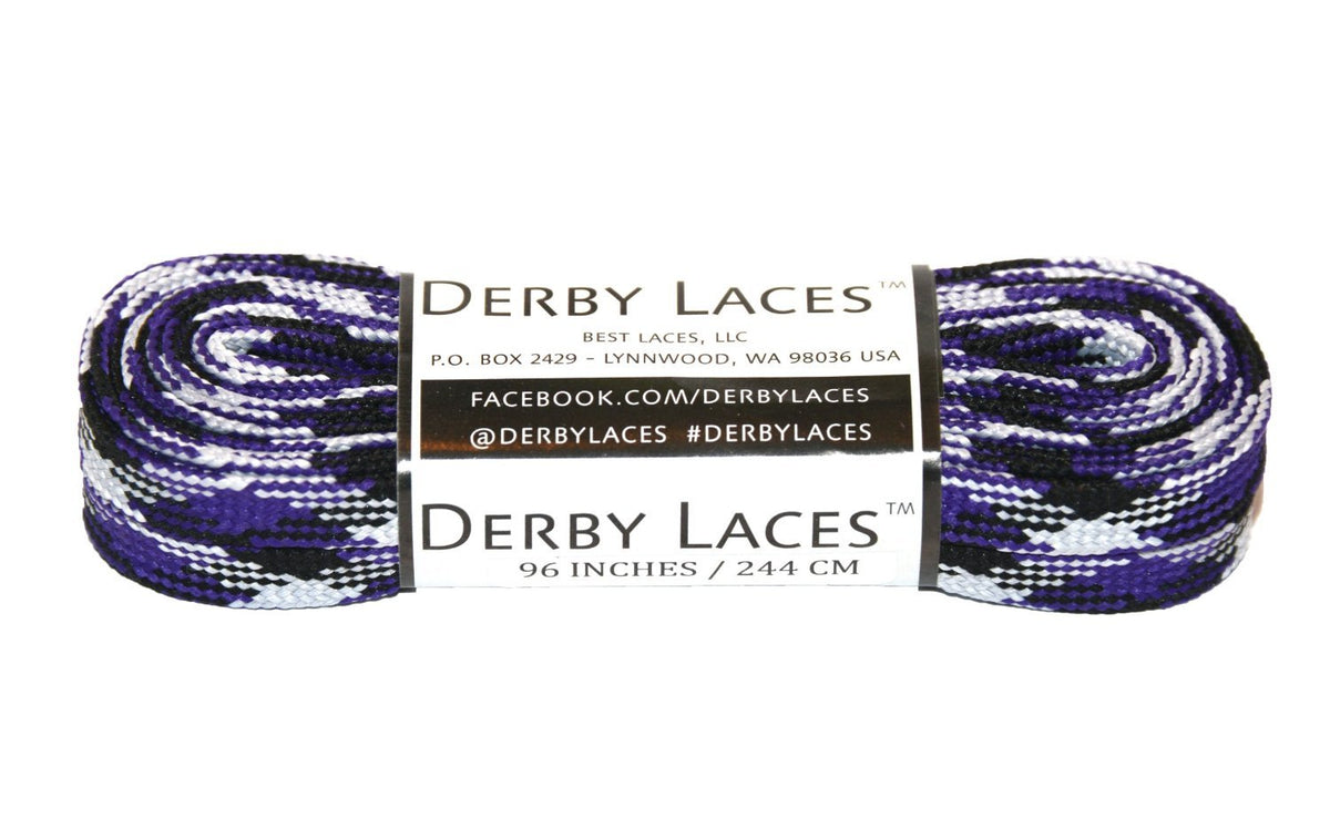 Derby Laces Waxed 108in Pair Purple Camouflage Laces