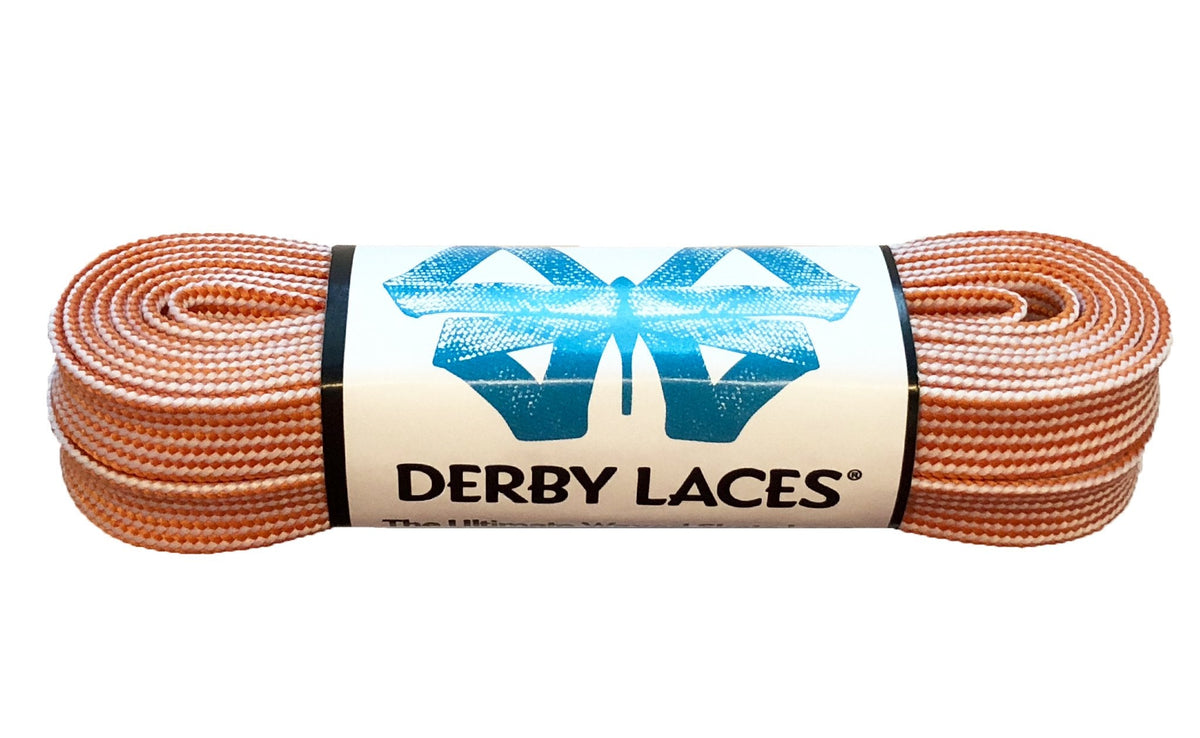 Derby Laces Waxed 96in Pair Orange &amp; White Stripe Laces