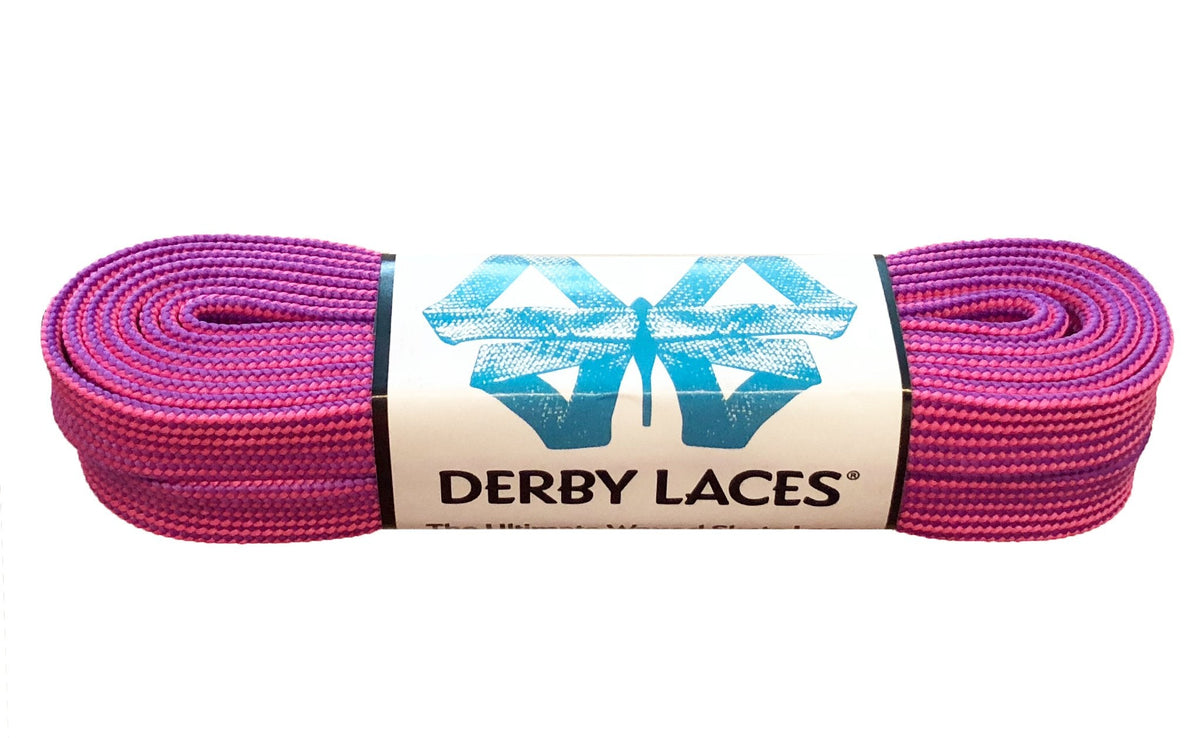 Derby Laces Waxed 120in Pair Pink Purple Stripe Laces