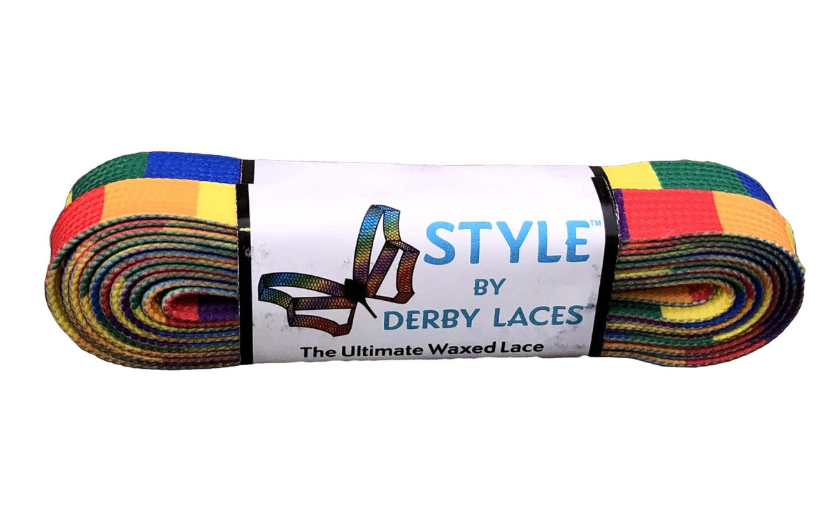 Derby Laces Style 108in Pair Rainbow Block Laces