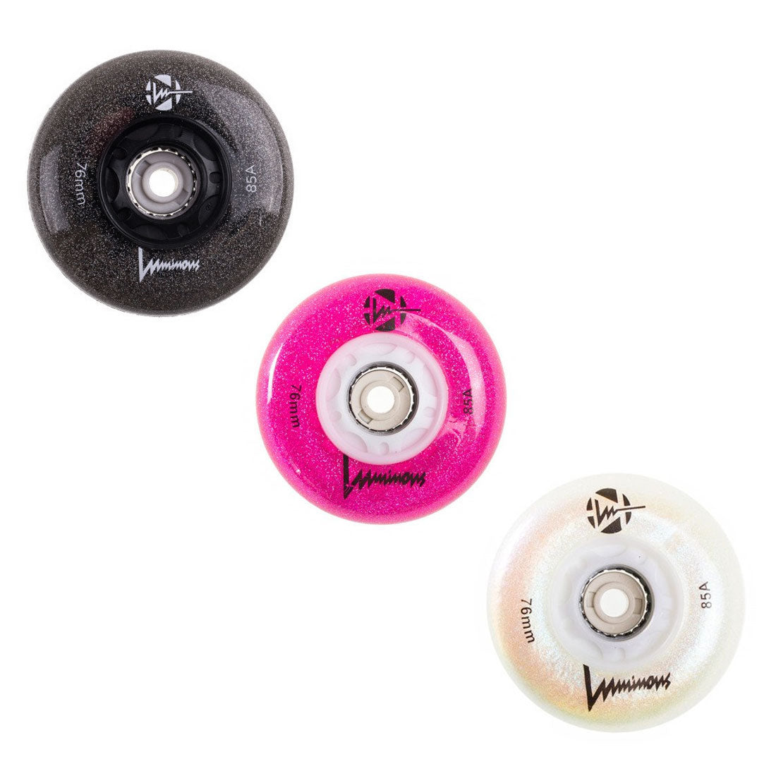 Luminous Glitter LED Inline 76mm 85a 4pk Inline Rec Wheels