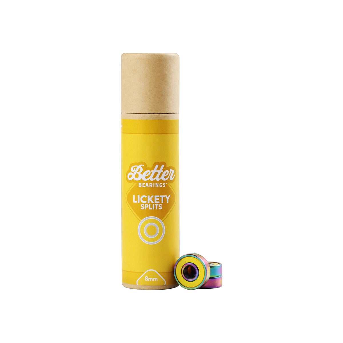 Better Bearings Lickety Splits 8mm 16pk Yellow Inline and Quad Bearings