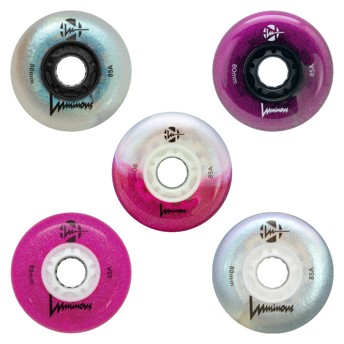 Luminous Glitter LED Inline 80mm 85a 4pk Inline Rec Wheels