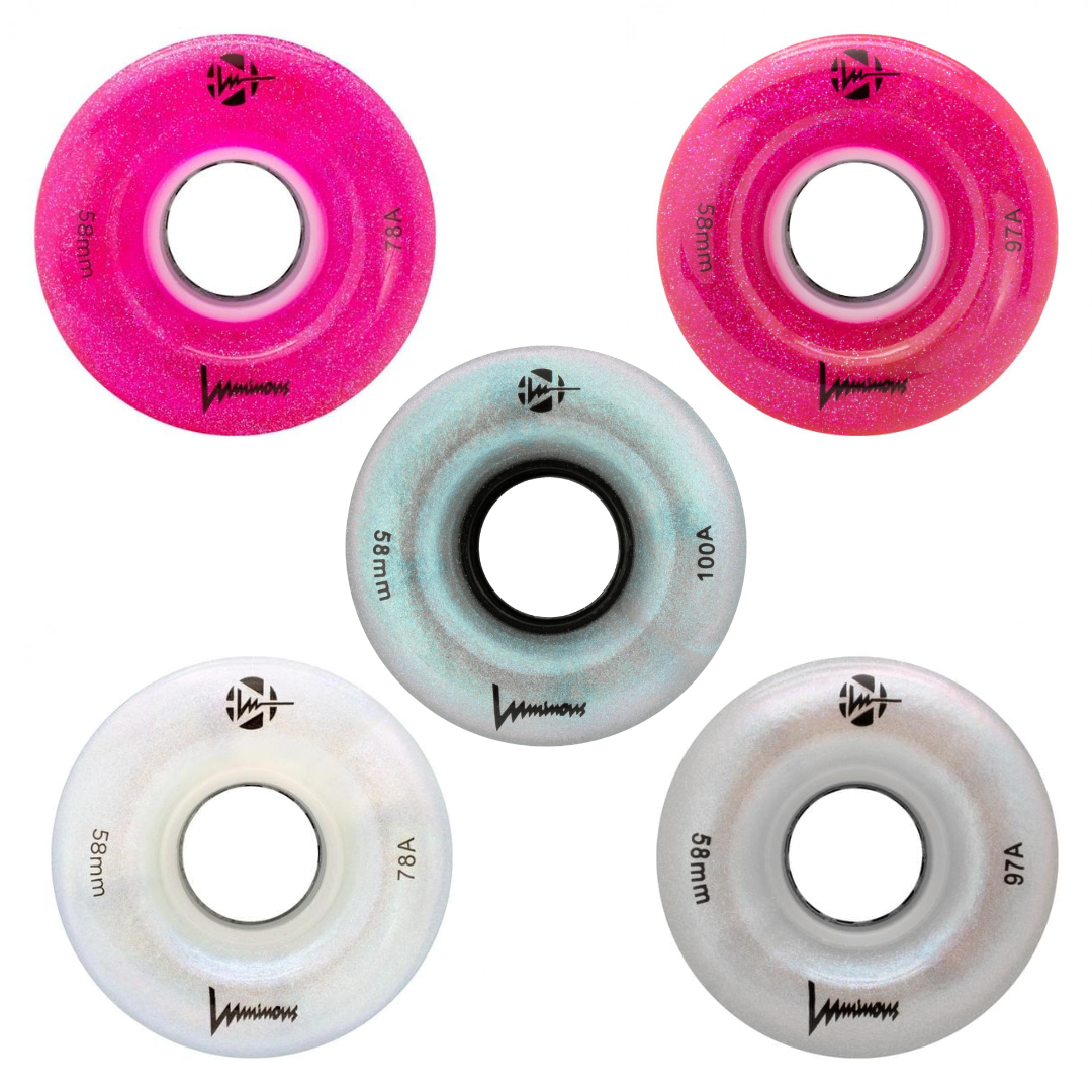 Luminous Glitter LED Quad 58mm 4pk Roller Skate Wheels