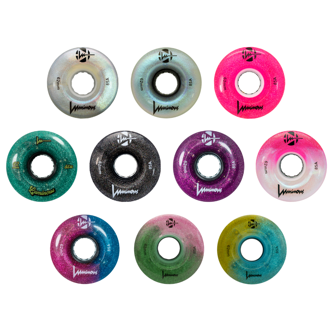 Luminous Glitter LED Quad 62mm 85a 4pk Roller Skate Wheels