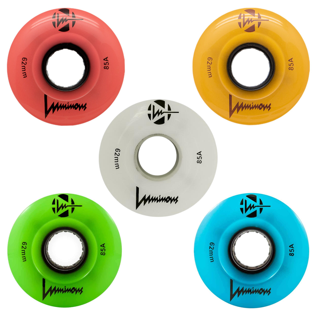 Luminous Glow LED Quad 62mm 85a 4pk Roller Skate Wheels