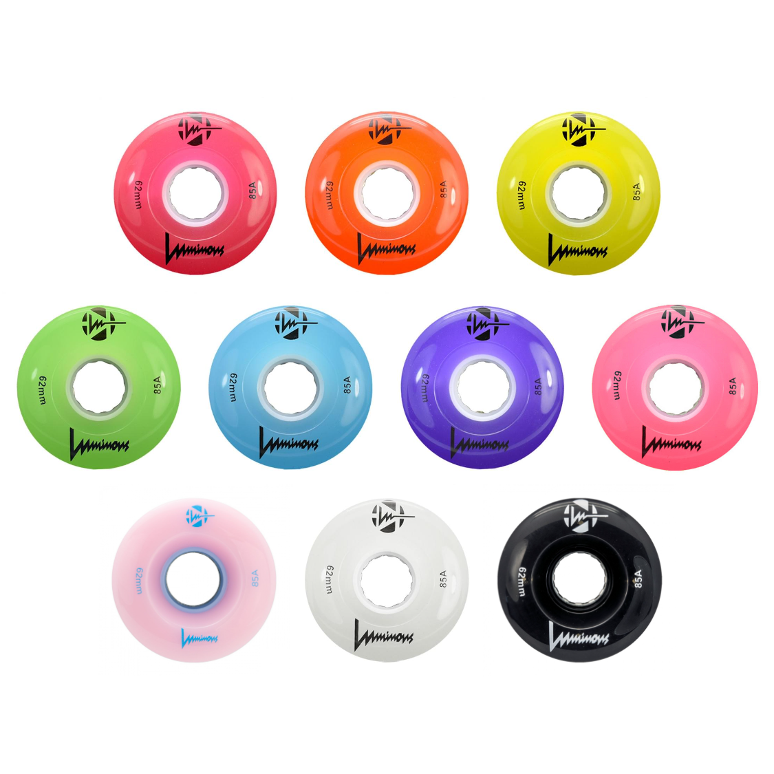 Luminous LED Quad 62mm 85a 4pk Roller Skate Wheels