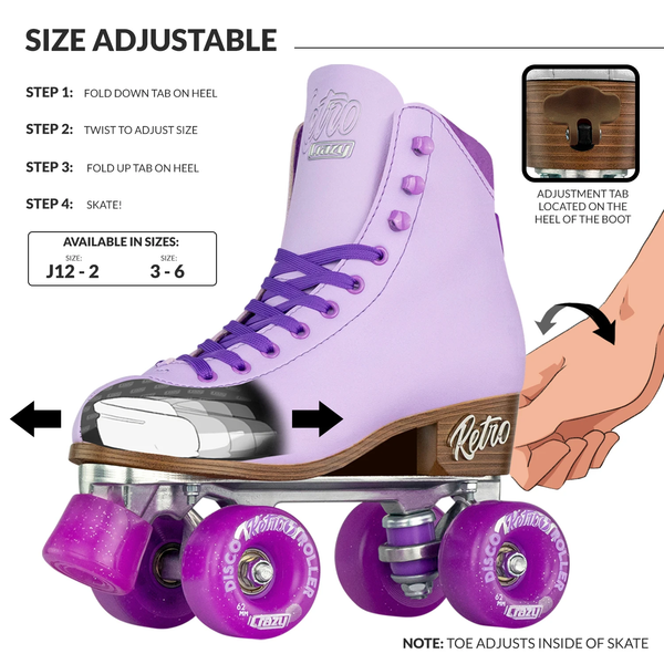 Crazy Retro Roller Purple - Kids Adjustable - Skater HQ