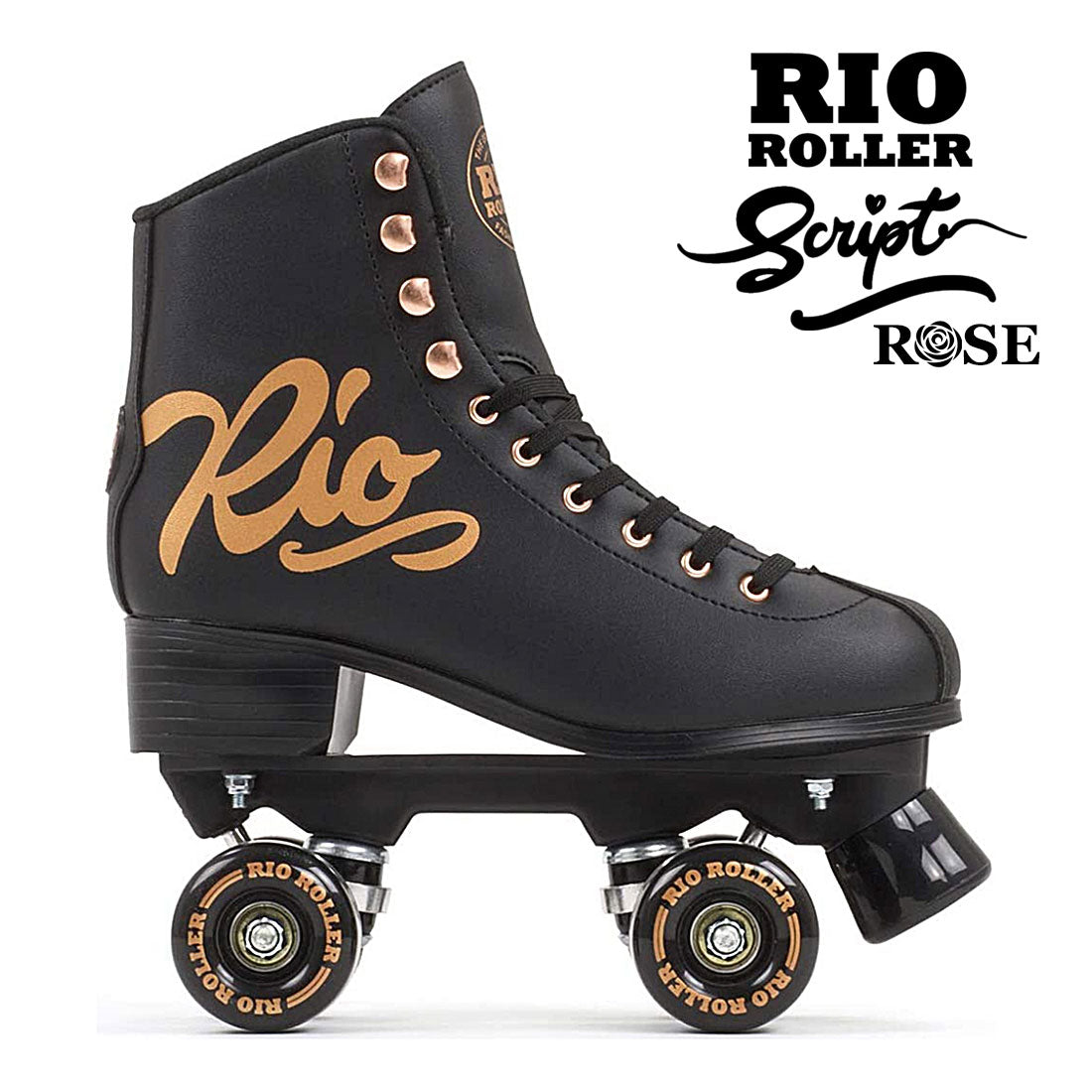 Rio Roller Script Rose - Black Roller Skates
