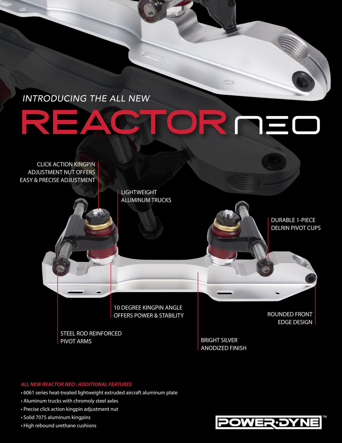 Powerdyne Reactor Neo Plate - Silver Roller Skate Plates