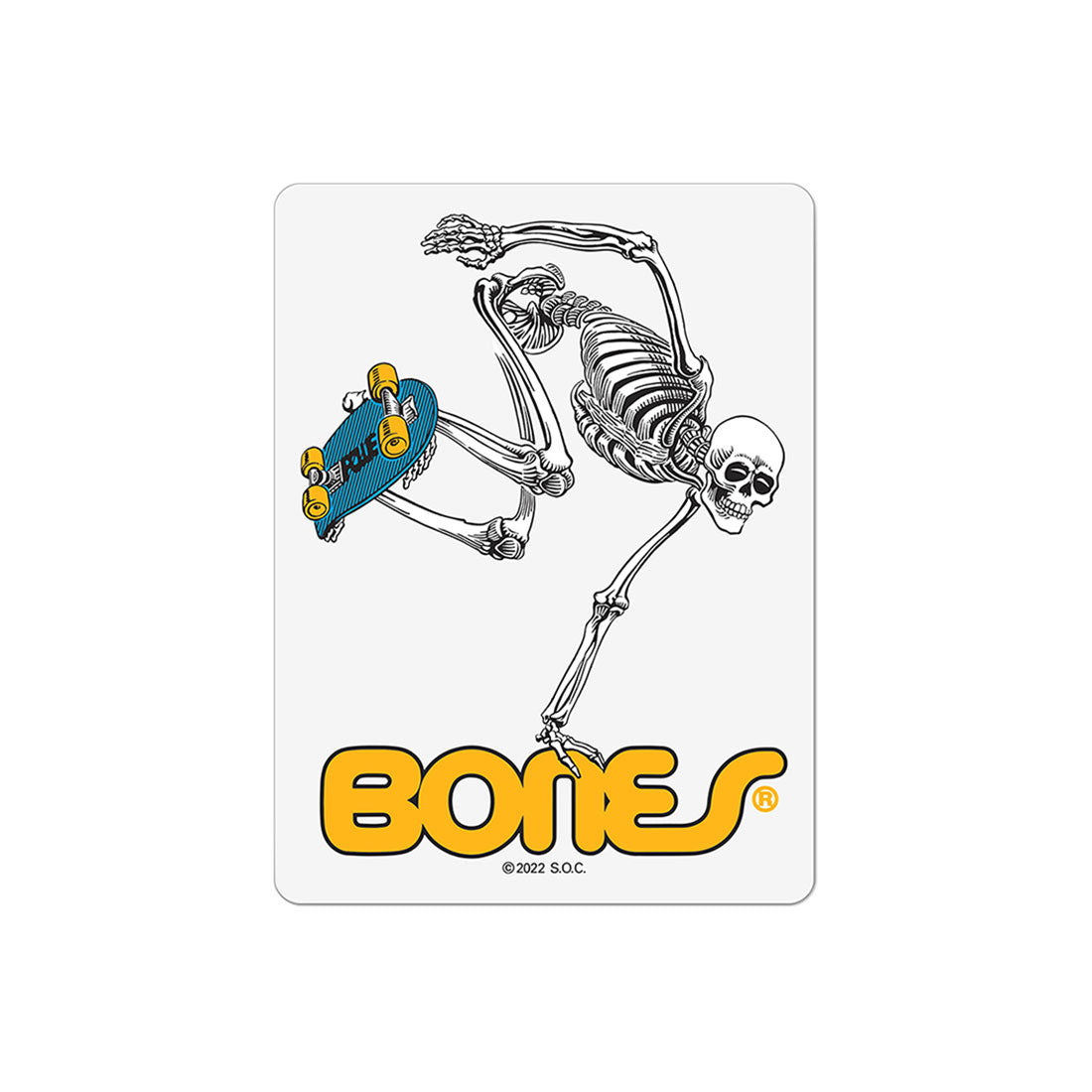Bones PP Skateboarding Skeleton Sticker - Clear Stickers