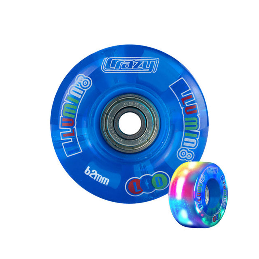 Crazy Illumin8 62mm LED Light Up Wheels 2pk Blue Roller Skate Wheels