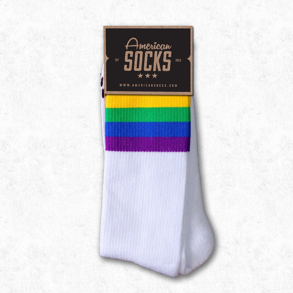 American Socks Rainbow Pride (White) - Mid High Apparel Socks