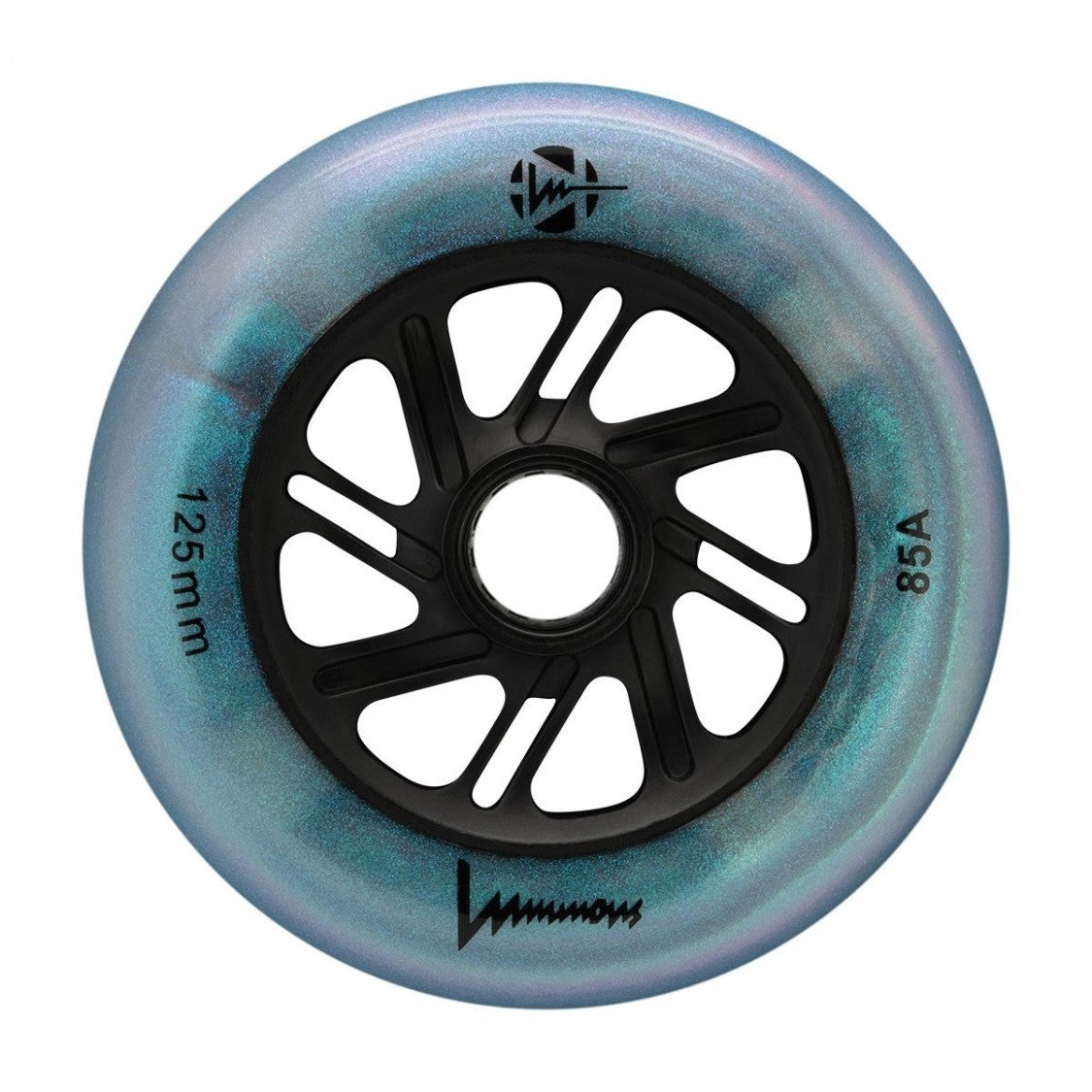 Luminous Glitter LED Inline 125mm 85a - Single Black Pearl Inline Rec Wheels
