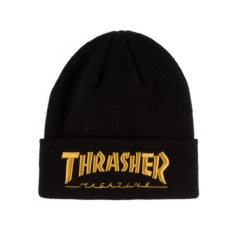Thrasher Embroidered Beanie - Gold Apparel Beanies